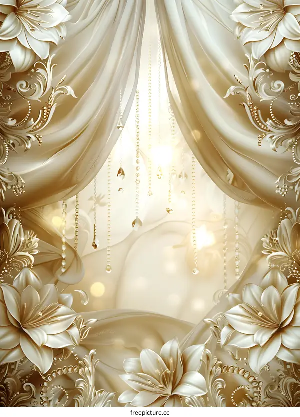 Golden floral embossed background