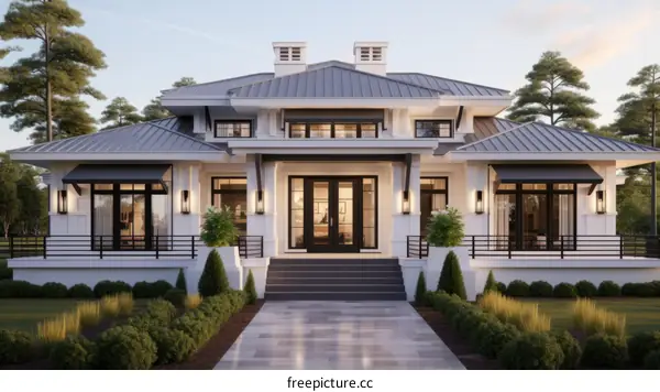 Modern House Exterior Design with a Metal Roof