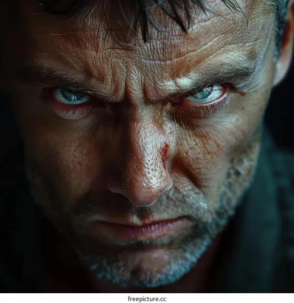 Close Up Angry Man Portrait