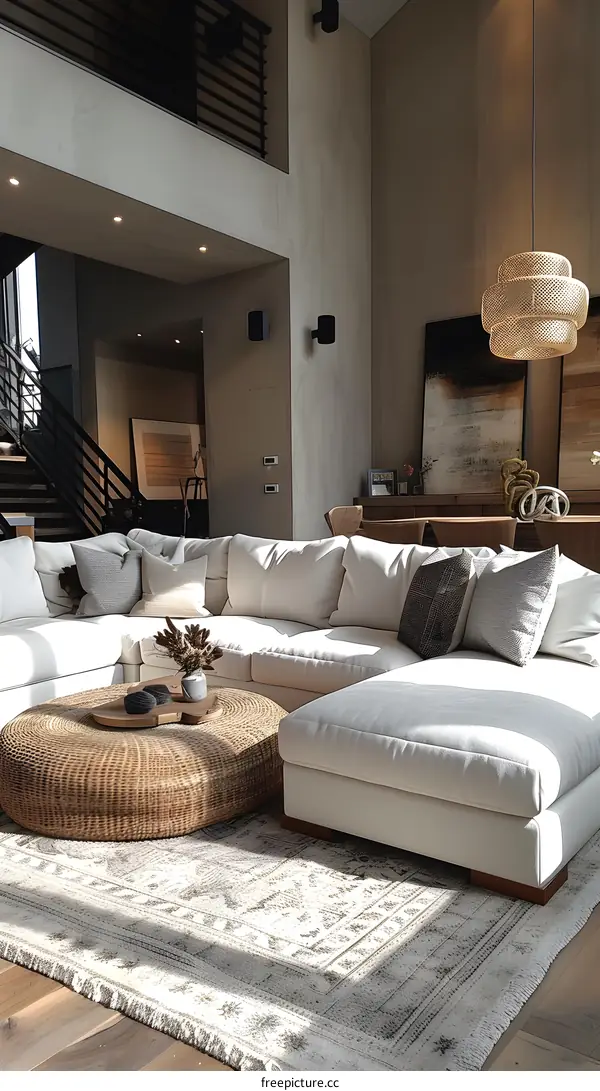 Bright modern living room interior design