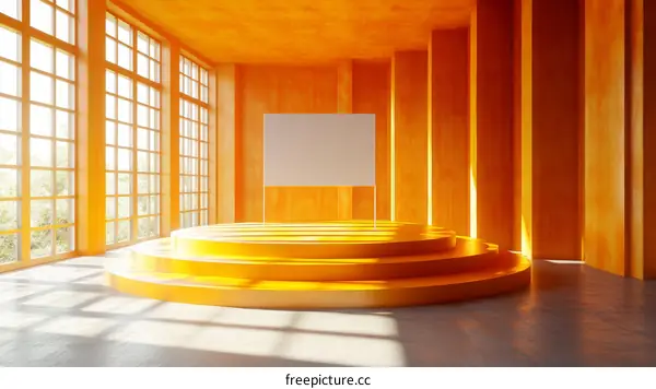 Modern Orange Display Stage Interior Design