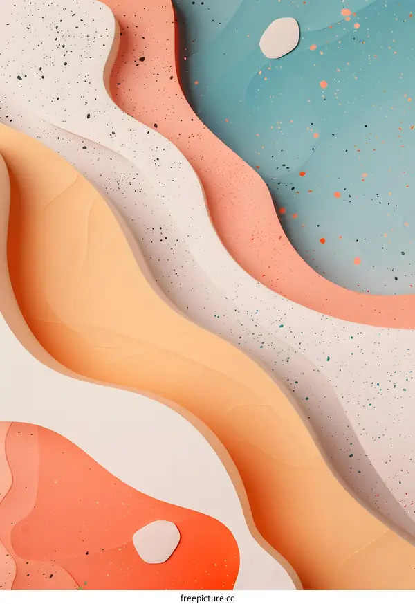 Abstract Wavy Pattern Design in Blue Orange Pink and White Colors