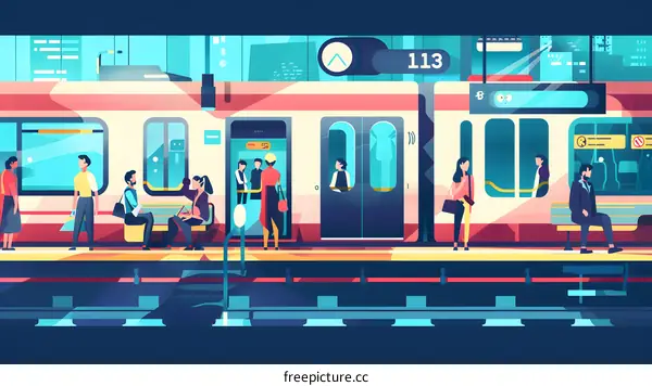 People Waiting For The Train At The Subway Station