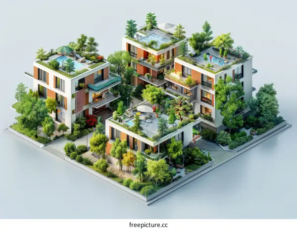 Courtyard houses with rooftop gardens