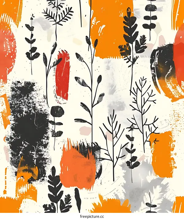 Abstract Art With Branches and Paint Splashes