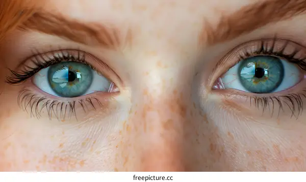 Close Up of Blue Eyes with Freckles