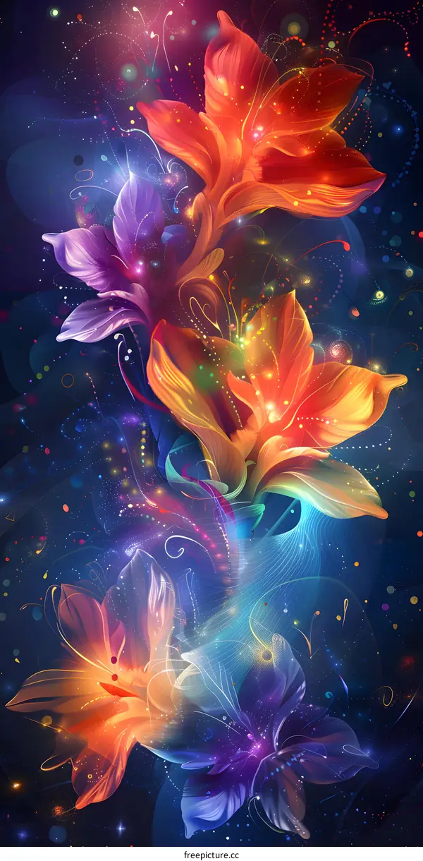 Colorful flowers with light effects