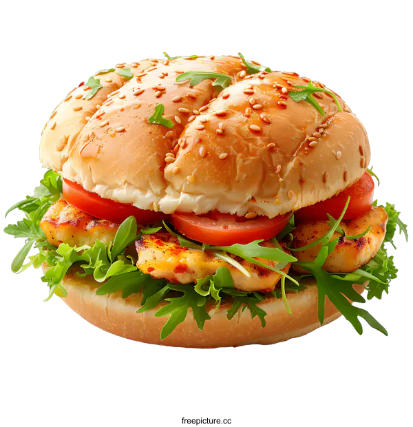 [Transparent Background PNG]Chicken burger isolated on white background