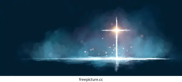 Glowing Cross Religious Illustration