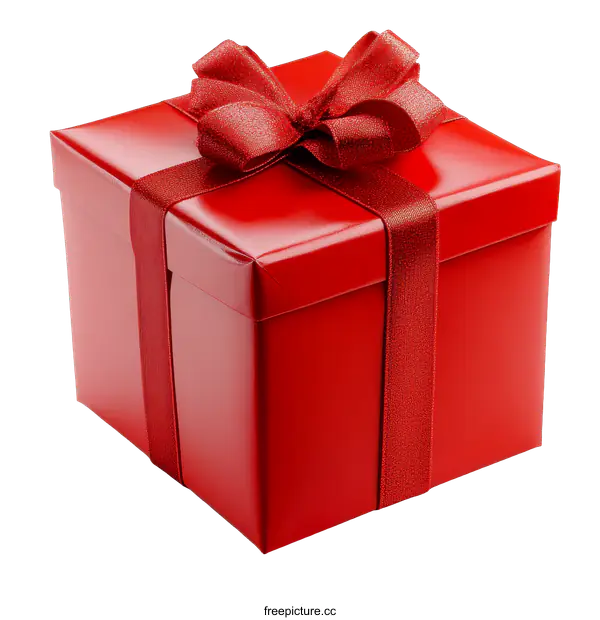 [Transparent Background PNG]Red Gift Box with Ribbon Bow