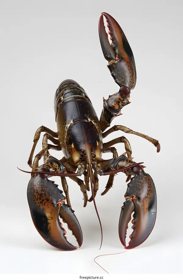 A studio shot of a lobster
