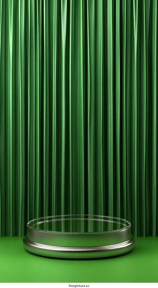 Modern Green Stage with Metallic Display Stand