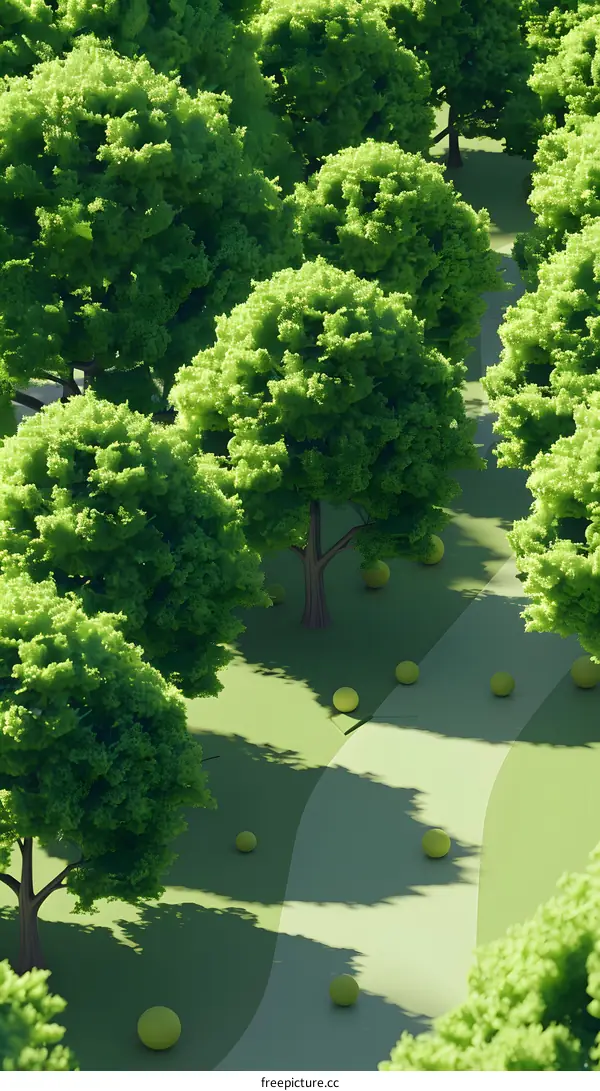 Green Forest Trees Path Illustration