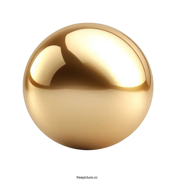 [Transparent Background PNG]Golden Sphere Illustration with Smooth Surface