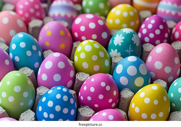 Colorful Easter Eggs in a Cardboard Carton
