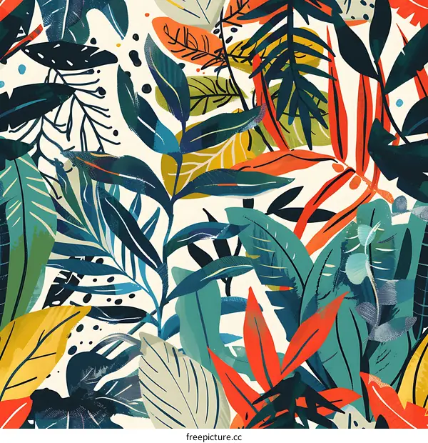 Abstract Tropical Leaf Pattern Seamless Vector Illustration