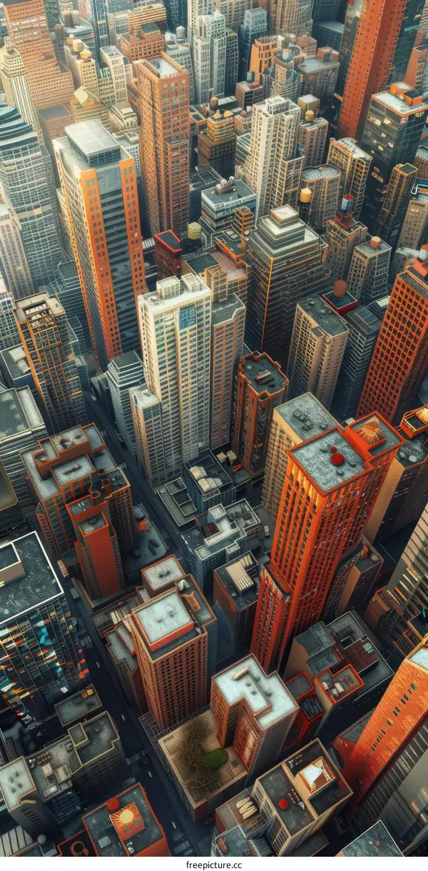 Towering Skyscrapers in a Bustling Cityscape