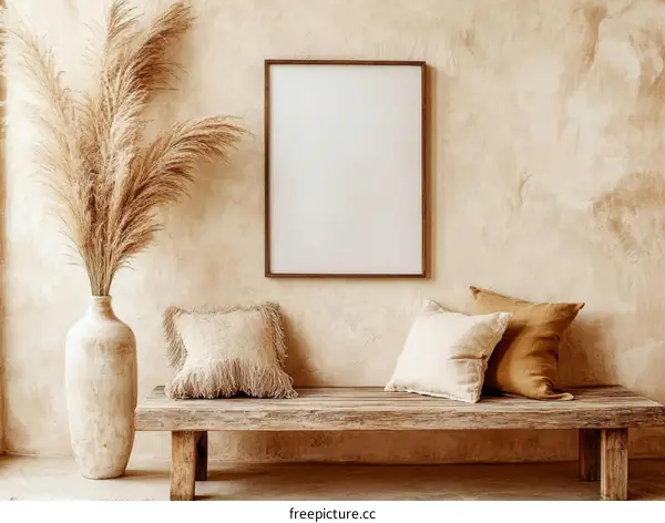 Rustic Beige Interior Decor with Pampas Grass
