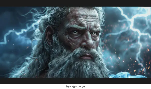 Zeus, the king of gods, is the god of thunder and lightning.