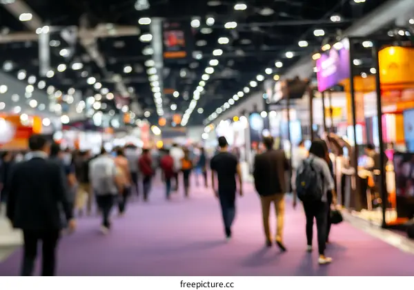 Blurred Exhibition Hall Crowd
