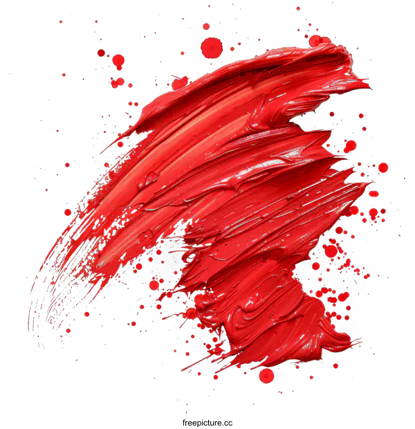 [Transparent Background PNG]red paint brush stroke with paint splatter on black background