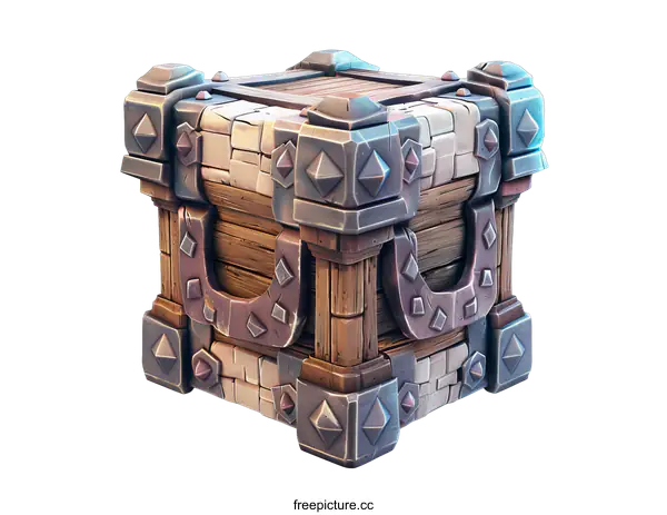 [Transparent Background PNG]Ancient Treasure Chest 3D Render