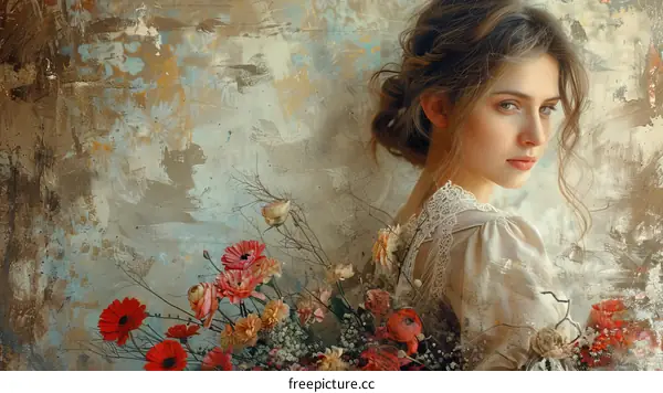 Vintage Beauty with Floral Arrangement