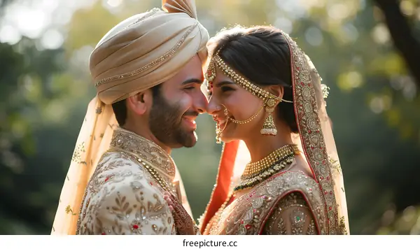 Indian bride and groom at a wedding