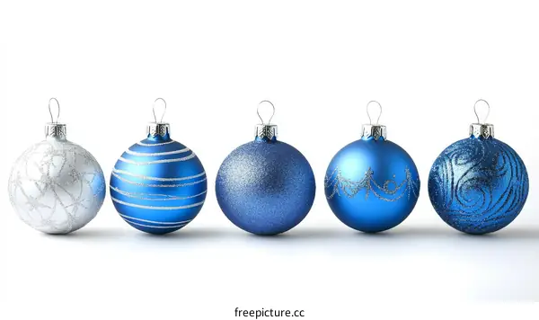 Elegant Blue and Silver Christmas Ornaments