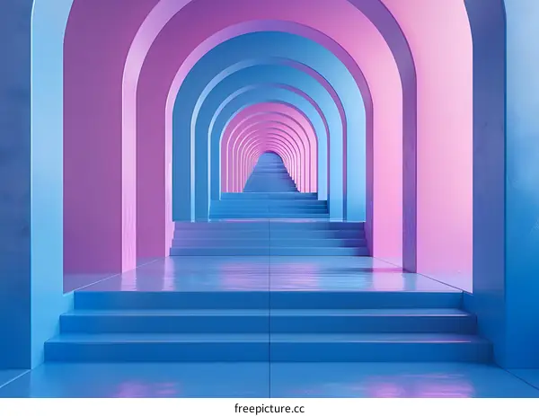 3D rendering of an arched hallway
