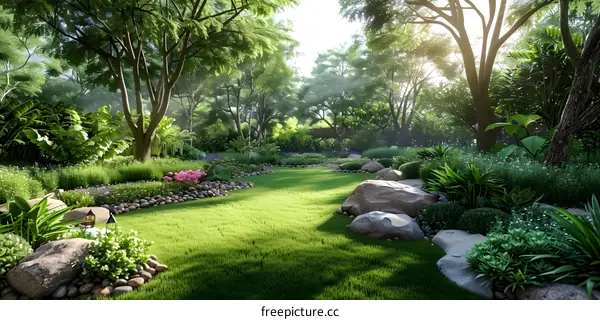 Courtyard with a Landscaped Garden and a Rockery