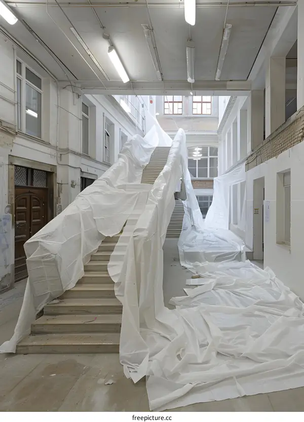 White Plastic Cover On Staircase Interior Design