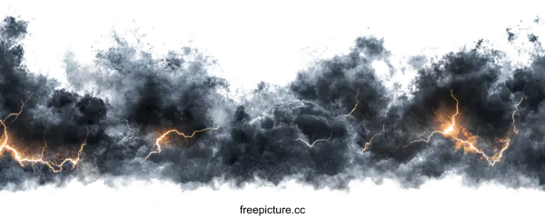 [Transparent Background PNG]Dramatic Storm Clouds with Lightning Illustration