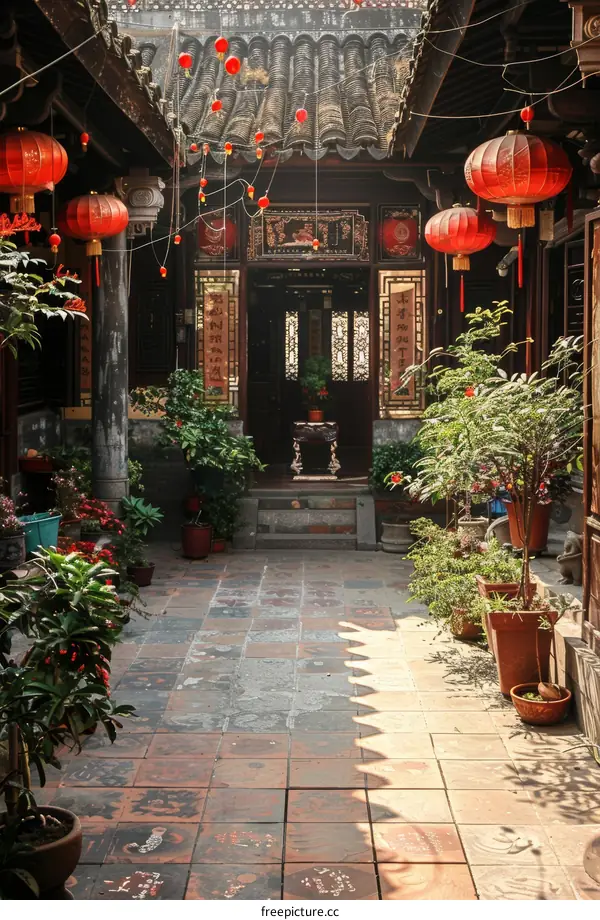 Courtyard of a traditional Chinese courtyard house