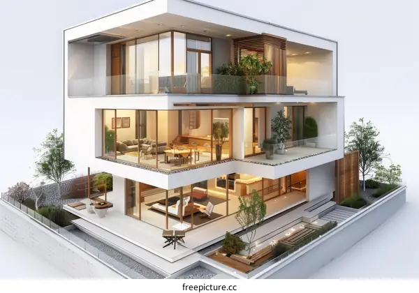 Modern Multi-Level House Exterior Design