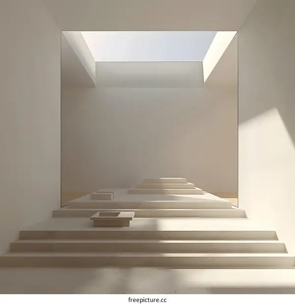 Minimalist Architecture With Stairs And Skylight