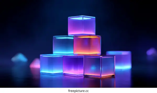 Abstract Neon Geometric Cubes
