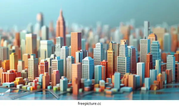 Blue Water Flows Through a Miniature Plastic City