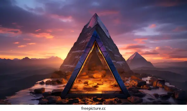 The Glowing Pyramid at Sunset