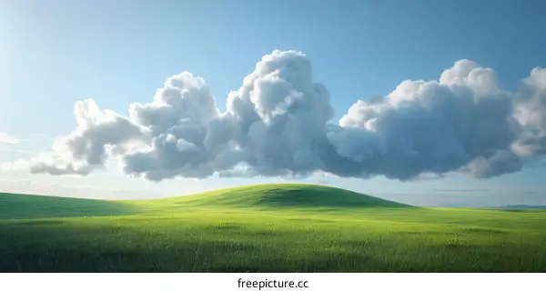 White clouds over a lush green field