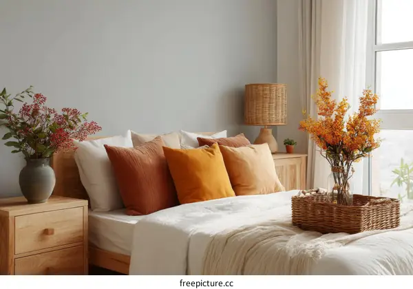 Cozy Autumnal Bedroom Decor with Natural Accents