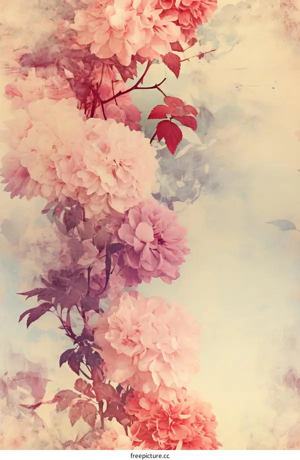 Pink and white flowers with a blue background