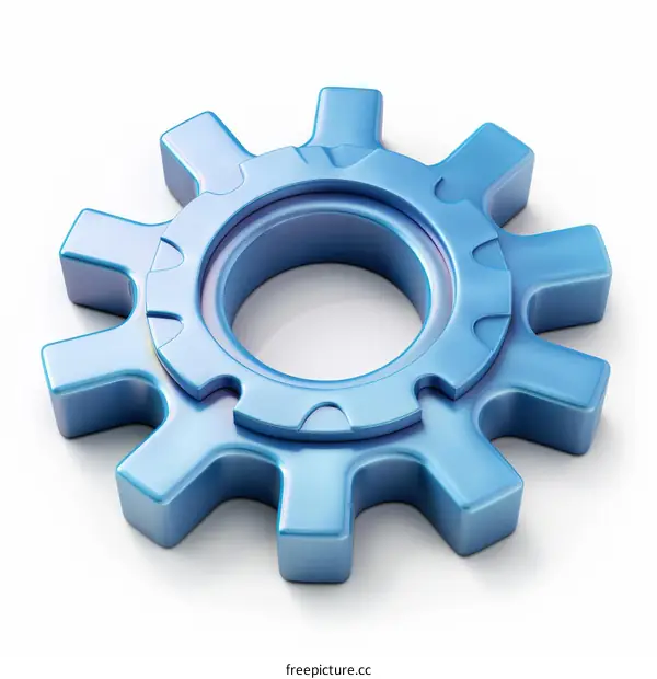 Blue metal gear isolated on white background