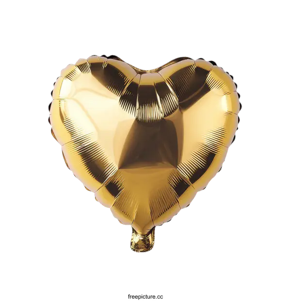 [Transparent Background PNG]Gold Heart-Shaped Foil Balloon on White Background