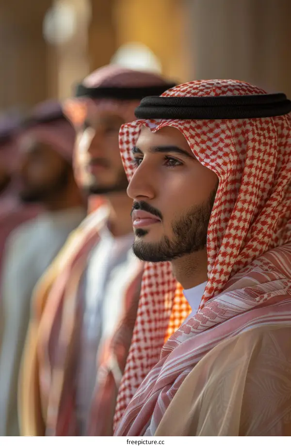 Saudi men wearing ghutra with agal