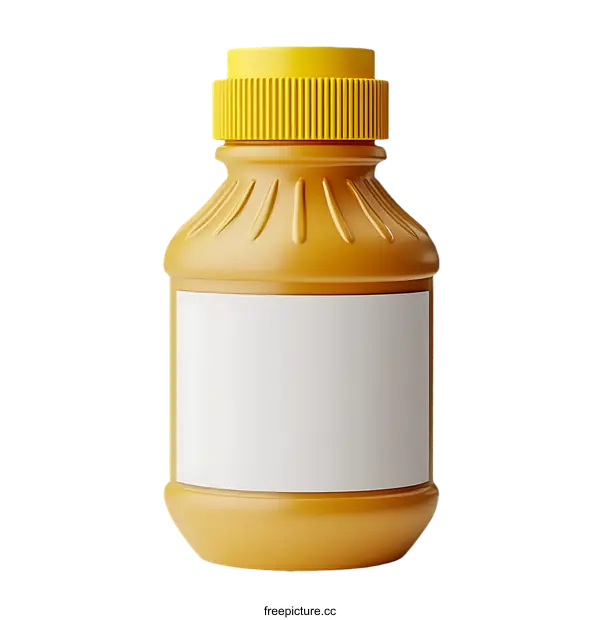 [Transparent Background PNG]Empty Plastic Bottle with Yellow Lid