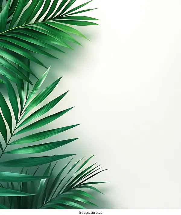 Tropical Green Leaves on a White Background