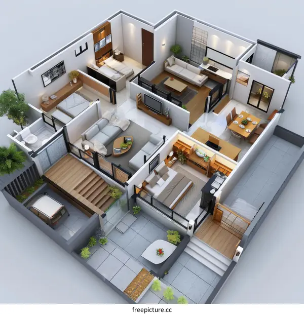 Modern House Floor Plan Design Illustration