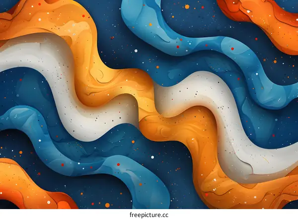 Abstract Swirls in Blue Orange and White