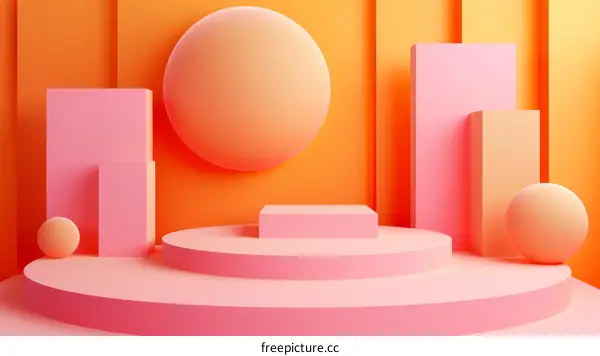 Pink and orange geometric shapes composition